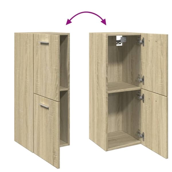 vidaXL badeværelsesskab 30x30x80 cm konstrueret træ sonoma-eg