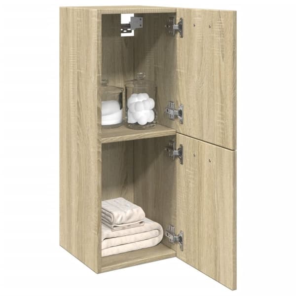 vidaXL badeværelsesskab 30x30x80 cm konstrueret træ sonoma-eg