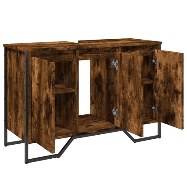 vidaXL underskab til håndvask 91x35x60 cm konstrueret træ røget eg