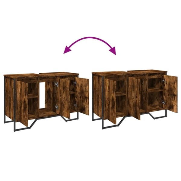 vidaXL underskab til håndvask 91x35x60 cm konstrueret træ røget eg
