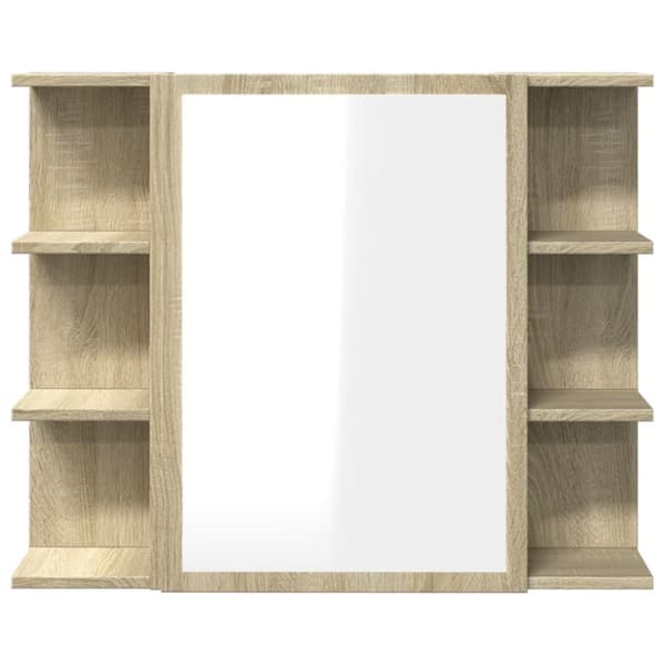 badeværelsesskab med spejl 80x20,5x64 cm spånplade sonoma-eg