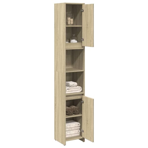 badeværelsesskab 30x30x183,5 cm spånplade sonoma-eg