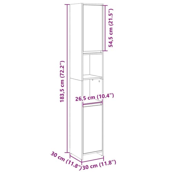 badeværelsesskab 30x30x183,5 cm spånplade sonoma-eg