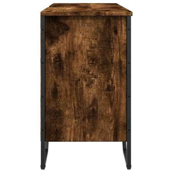 Tvättställsskåp rökfärgad ek 91x35x60 cm konstruerat trä