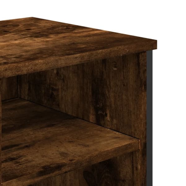 Tvättställsskåp rökfärgad ek 91x35x60 cm konstruerat trä