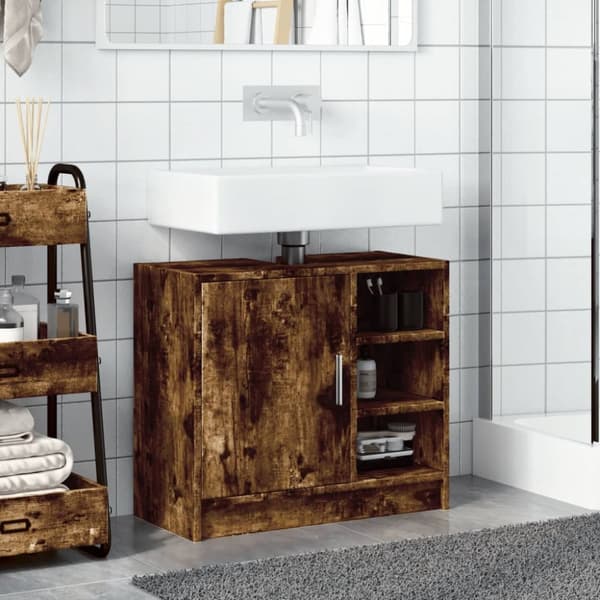 underskab til håndvask 63x29x55 cm konstrueret træ røget eg