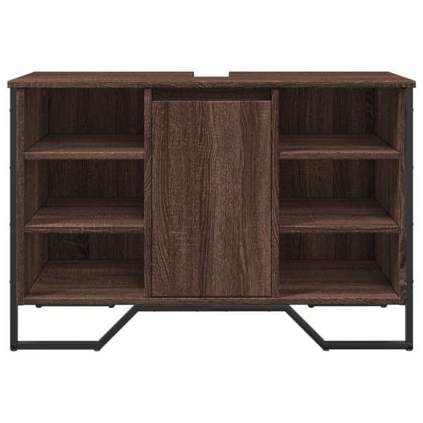 underskab til håndvask 91x35x60 cm konstrueret træ brunt eg