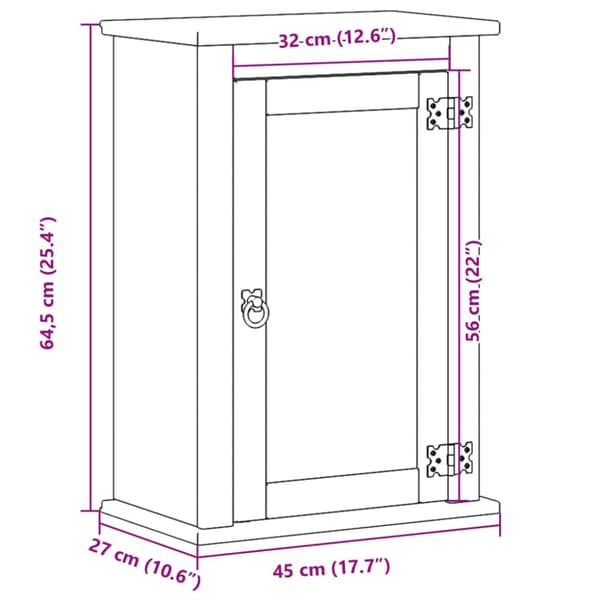 Kylpyhuoneen kaappi Corona 45x27x64,5 cm täysi mänty