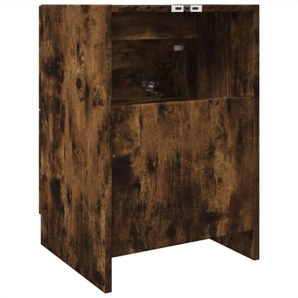 Tvättställsskåp rökfärgad ek 40x37x59 cm konstruerat trä