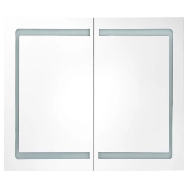 Spegelskåp med LED blank grå 80x12x68 cm