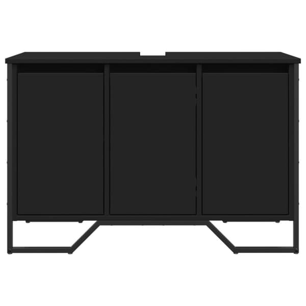 Tvättställsskåp svart 91x35x60 cm konstruerat trä