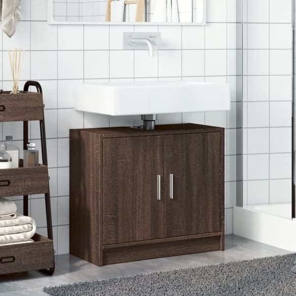 Tvättställsskåp brun ek 63x29x55 cm konstruerat trä