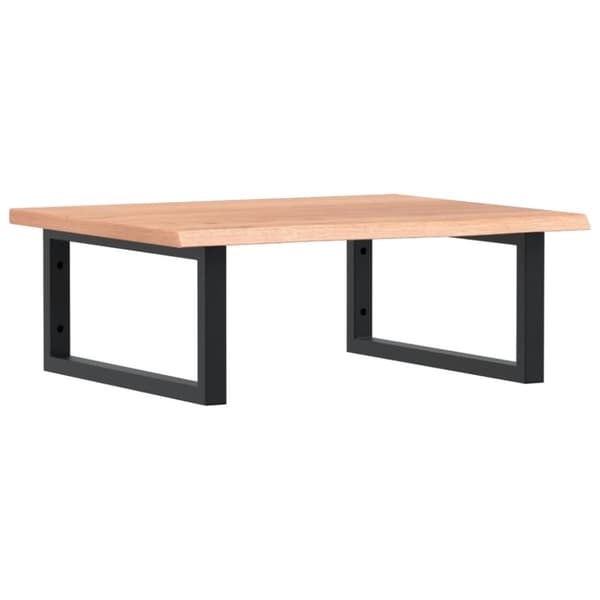 Väggmonterad handfatshylla stål och massiv ek