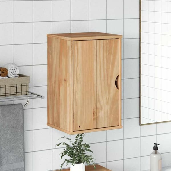 vidaXL Väggmonterat badrumsskåp OTTA 35x30x55 cm massiv furu