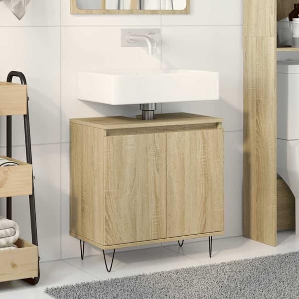 vidaXL badeværelsesskab 58x33x60 cm konstrueret træ sonoma-eg
