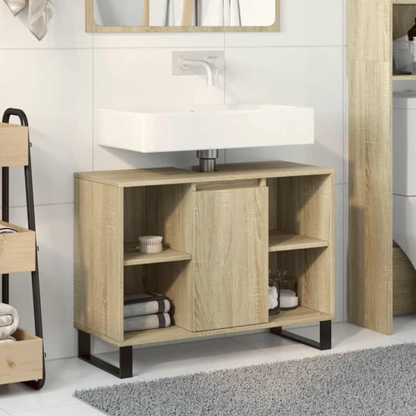 vidaXL Kylpyhuoneen kaappi Sonoma-tammi 80x33x60 cm tekninen puu