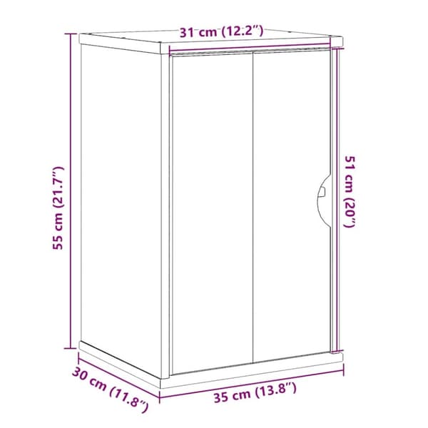 vidaXL Kylpyhuoneen seinäkaappi OTTA 35x30x55 cm täysi mänty