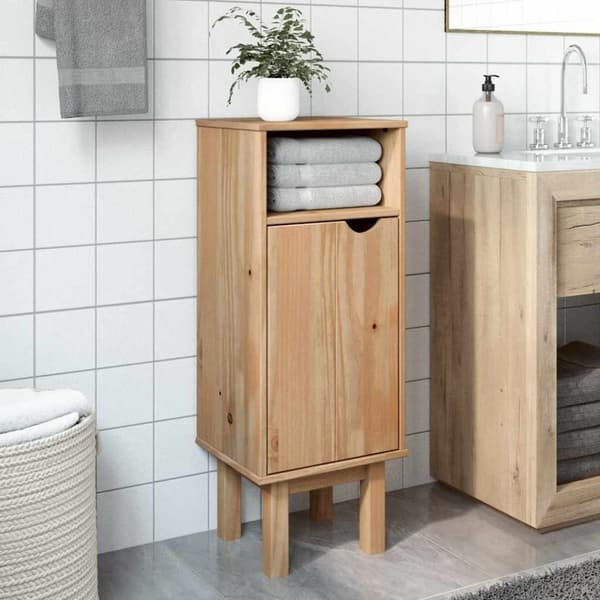 vidaXL Kylpyhuoneen kaappi OTTA 35x30x90 cm täysi mänty