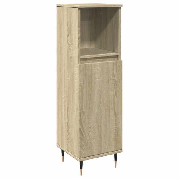 vidaXL badeværelsesskab 30x30x100 cm konstrueret træ sonoma-eg