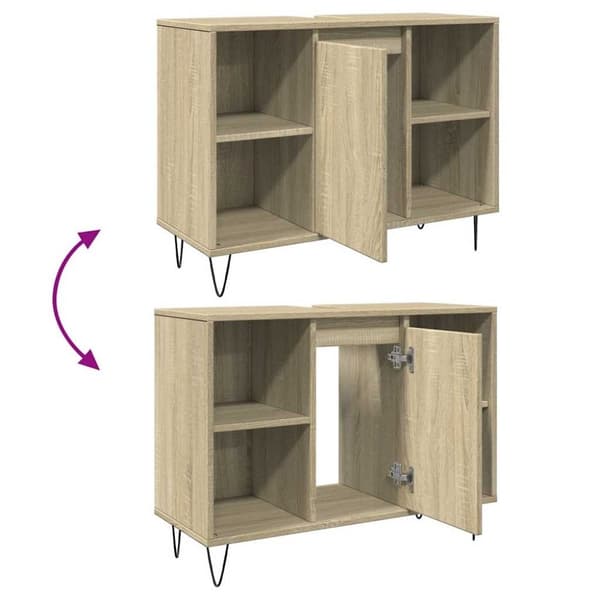 vidaXL badeværelsesskab 80x33x60 cm konstrueret træ sonoma-eg