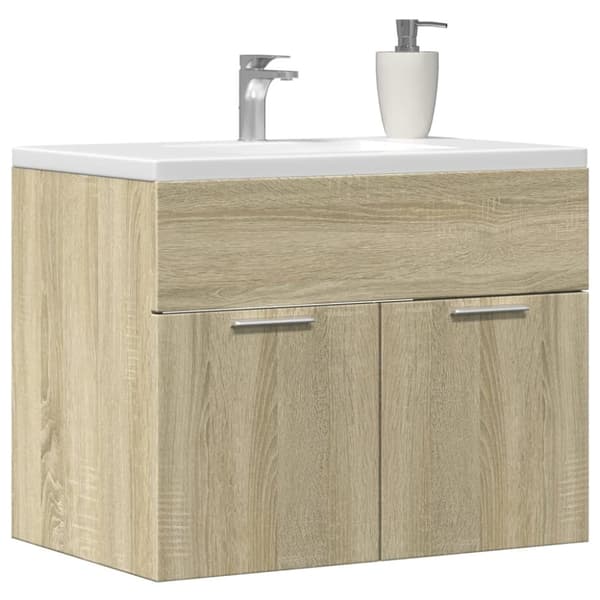 vidaXL skab til håndvask 60x38,5x46 cm konstrueret træ sonoma-eg