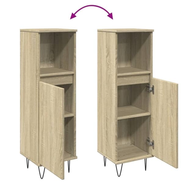 vidaXL badeværelsesskab 30x30x100 cm konstrueret træ sonoma-eg