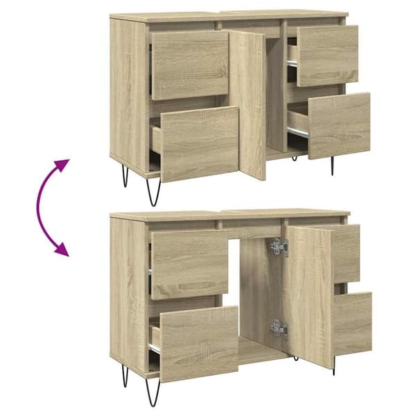 vidaXL badeværelsesskab 80x33x60 cm konstrueret træ sonoma-eg