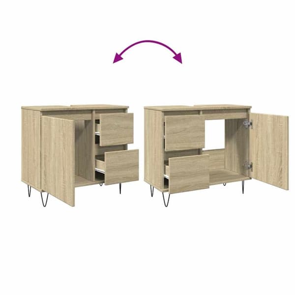 vidaXL badeværelsesskab 65x33x60 cm konstrueret træ sonoma-eg