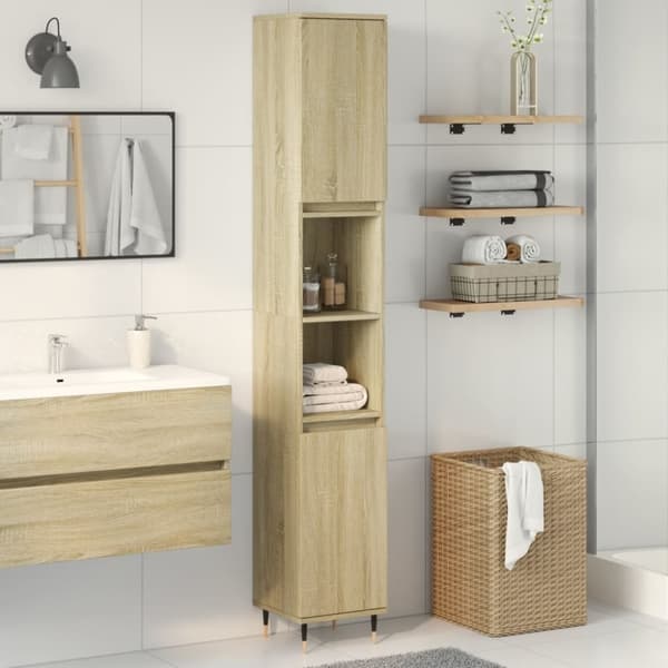 vidaXL Baderomsskap sonoma eik 30x30x190 cm konstruert tre