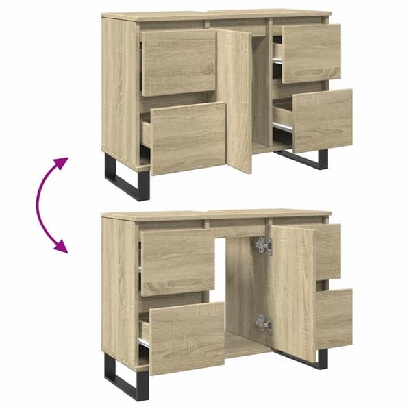 vidaXL Baderomsskap høyglans hvit 80x33x60 cm konstruert tre