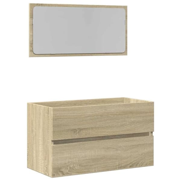 vidaXL Baderomsskap med speil sonoma eik 80x38,5x45 cm
