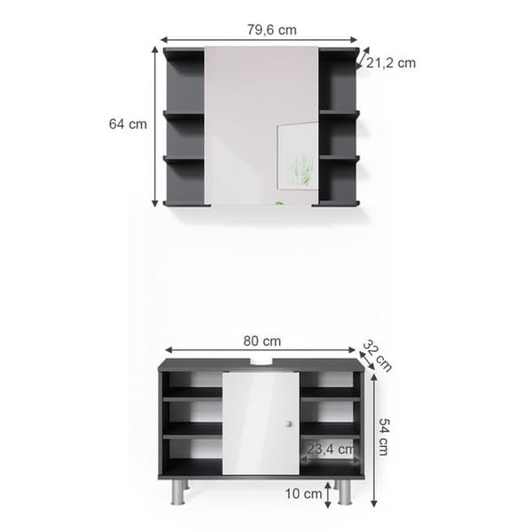 Badmöbelset Fynn, 2 Teile, Anthrazit, Weiß, Vicco