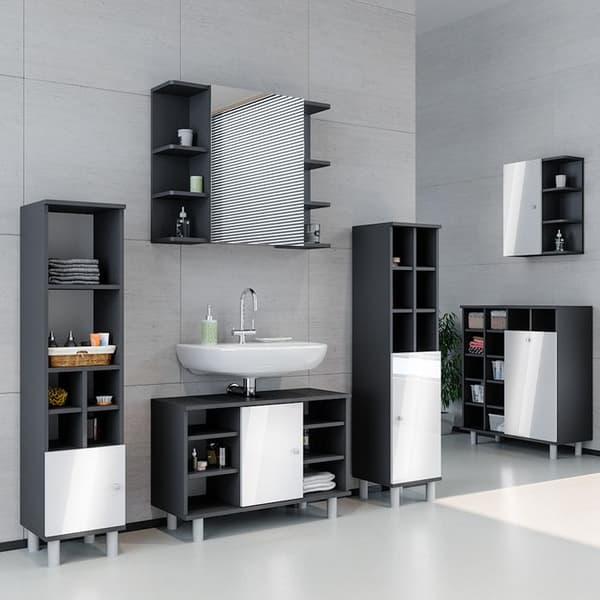 Badmöbelset Fynn, 2 Teile, Anthrazit, Weiß, Vicco
