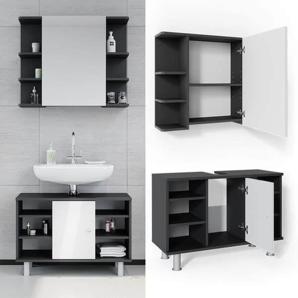 Badmöbelset Fynn, 2 Teile, Anthrazit, Weiß, Vicco