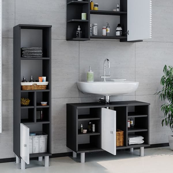 Badmöbelset Fynn, 3 Teile, Anthrazit, Weiß, Vicco