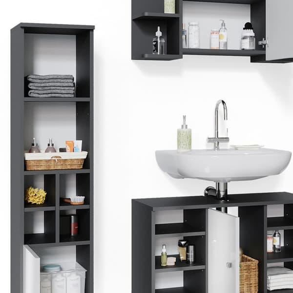 Badmöbelset Fynn, 3 Teile, Anthrazit, Weiß, Vicco