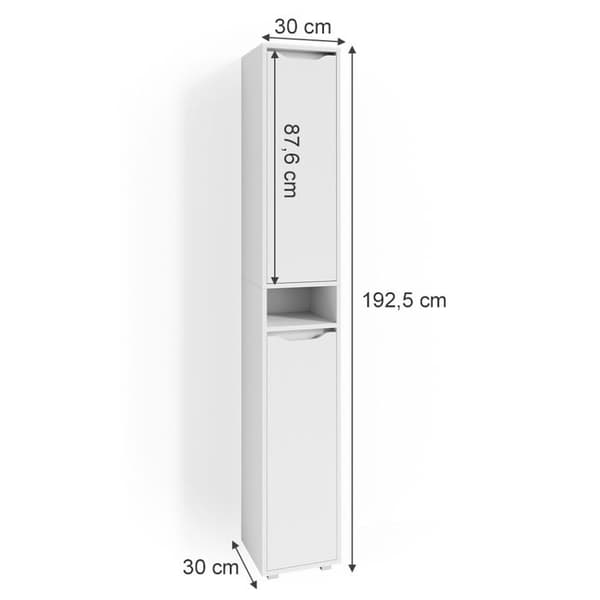 Badrumsförvaring Möbel Ruben, 30x192.5cm, Vit, Vit, Vicco