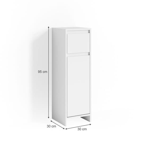 Förvaringsmöbel för badrum Emma, 30x95cm, Vit, Vit, Vicco