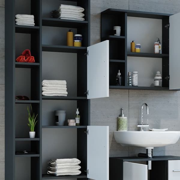 Badrumsmöbel Ilias, 60x190cm, Anthracite/vit, Grå, Vicco