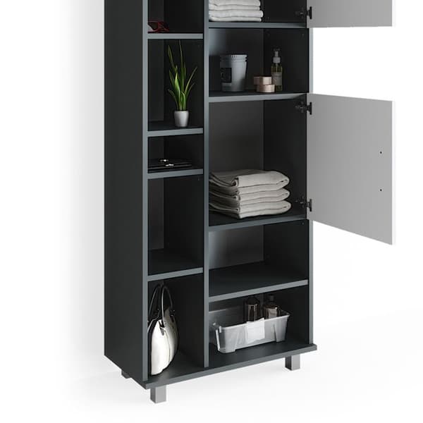 Badrumsmöbel Ilias, 60x190cm, Anthracite/vit, Grå, Vicco