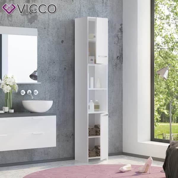Vicco Högskåp Badrum Badrumsmöbler Hylla vit