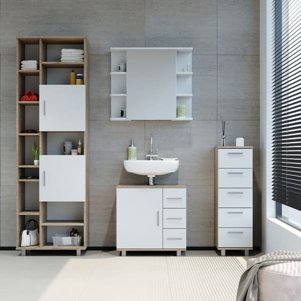 Förvaringsmöbel badrum Ilias, 30x190cm, Sonoma, Brun, Vicco