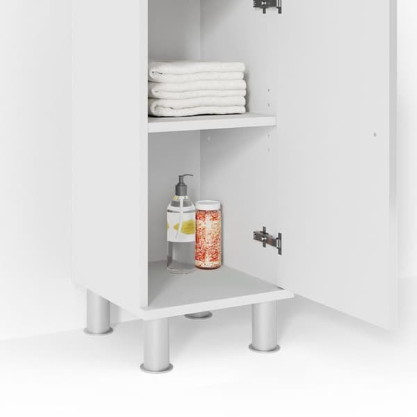 Badrumsförvaringsmöbel Fynn, 30x95cm, Högglans vit, Vit, Vicco