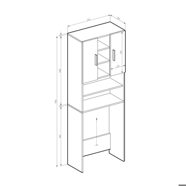 Armoire tvättmaskin Luis, 190x64cm, Betong, Betong, Vicco