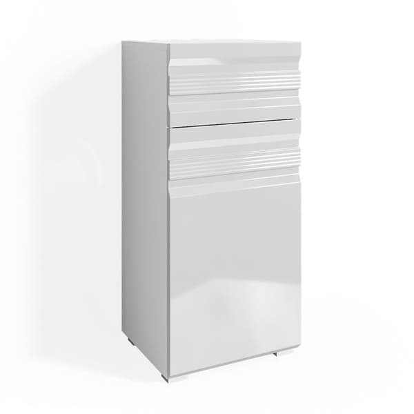 Badrumsförvaringsmöbel Freddy, 36.4x79cm, Vit hög blank, Vit, Vicco