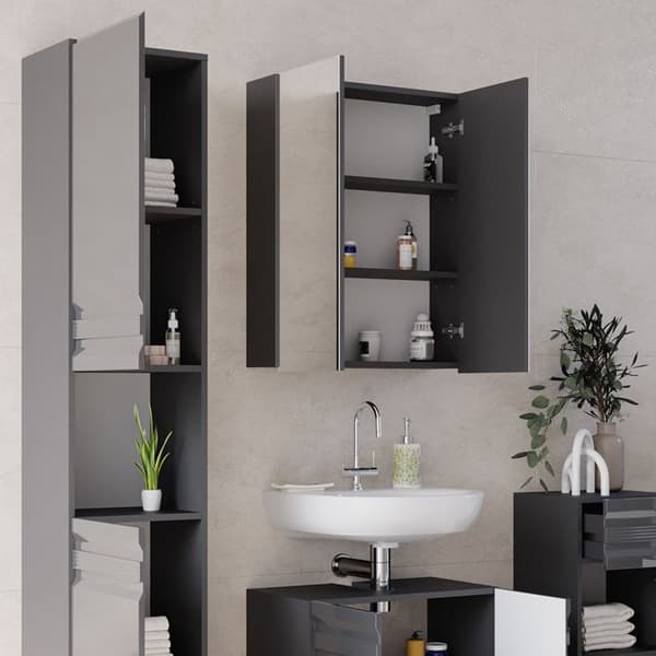 Badrumsinredning Freddy, 4 delar, Anthracite högblank, Vicco