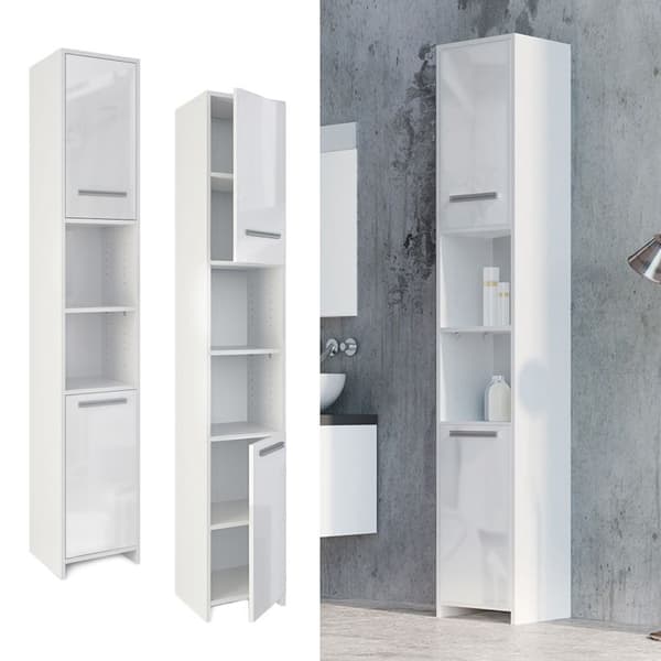 Badrumspelare - Bianco - 1950 x 300 x 300 mm - Blank vit - Klassisk - Att stå på golvet