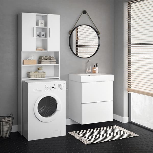 Armoire tvättmaskin Luis, 190x64cm, Vit, Vit, Vicco