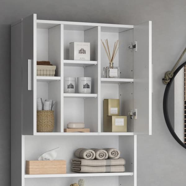Armoire tvättmaskin Luis, 190x64cm, Vit, Vit, Vicco