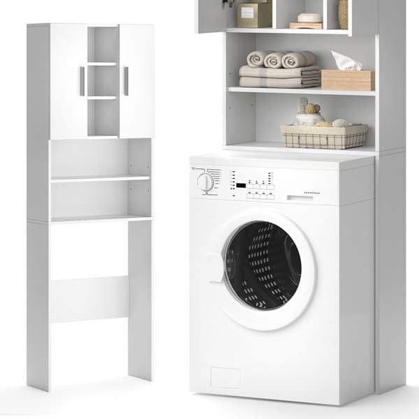 Armoire tvättmaskin Luis, 190x64cm, Vit, Vit, Vicco